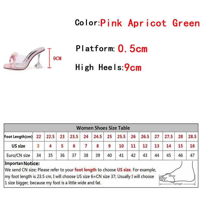 Liyke 2024 neuen Stil rosa Frauen Hausschuhe Sandalen Mode Perle Bowknot High Heels PVC transparente Schuhe Sommer Maultier Slides Pumps