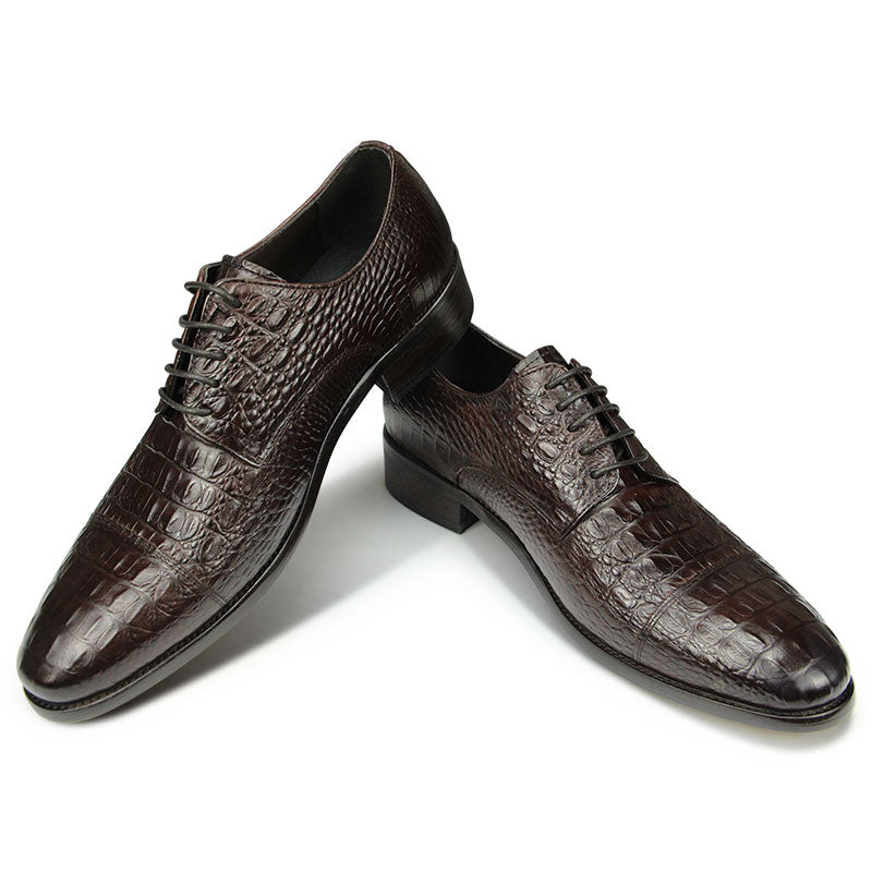 Luxury Crocodile Pattern Genuine Leather Shoes Handmade Men&#39;s Vintage Casual Leather Shoes Custom Pointed Toe Oxford Dress Shoe