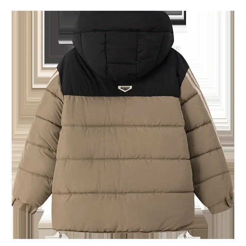 2024 neue Winter Damen jacke Kontrast lässig Kapuze Daunen Baumwoll jacke weiblich verdicken warme lose Puffer gepolsterte Parkas Mäntel