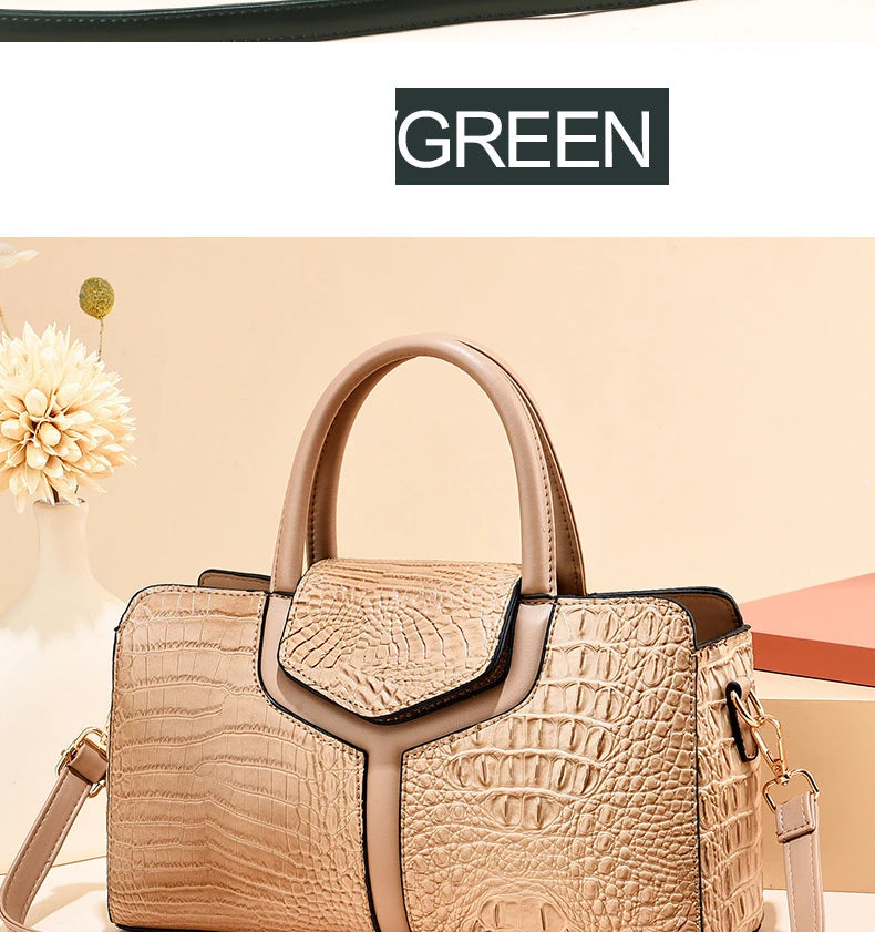 TRAVEASY Summer Casual Vintage Top-Handle Bags for Women Fashion Alligator Large Capacity Female Shoulder Bags Crossbody Bags