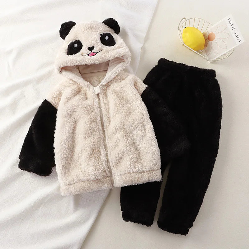 1-5 Jahre Baby Jungen Outfits niedlichen Panda Kapuze Reiß verschluss Sweatshirt Hose 2 Stück Anzug für Mädchen Geburtstags geschenk Kinder Kleidung Sets