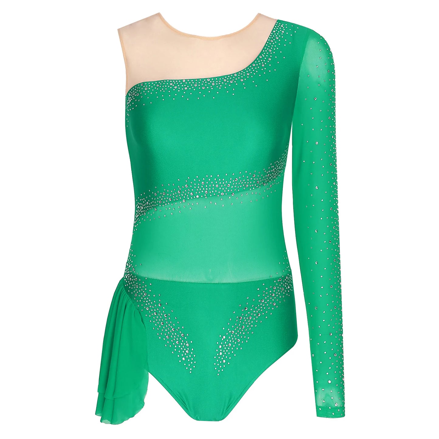 Damen glänzenden Strass eine Schulter Ballett Tanz Gymnastik Trikot Bodysuit Eislaufen Training Overall sportliche Tanz kleidung