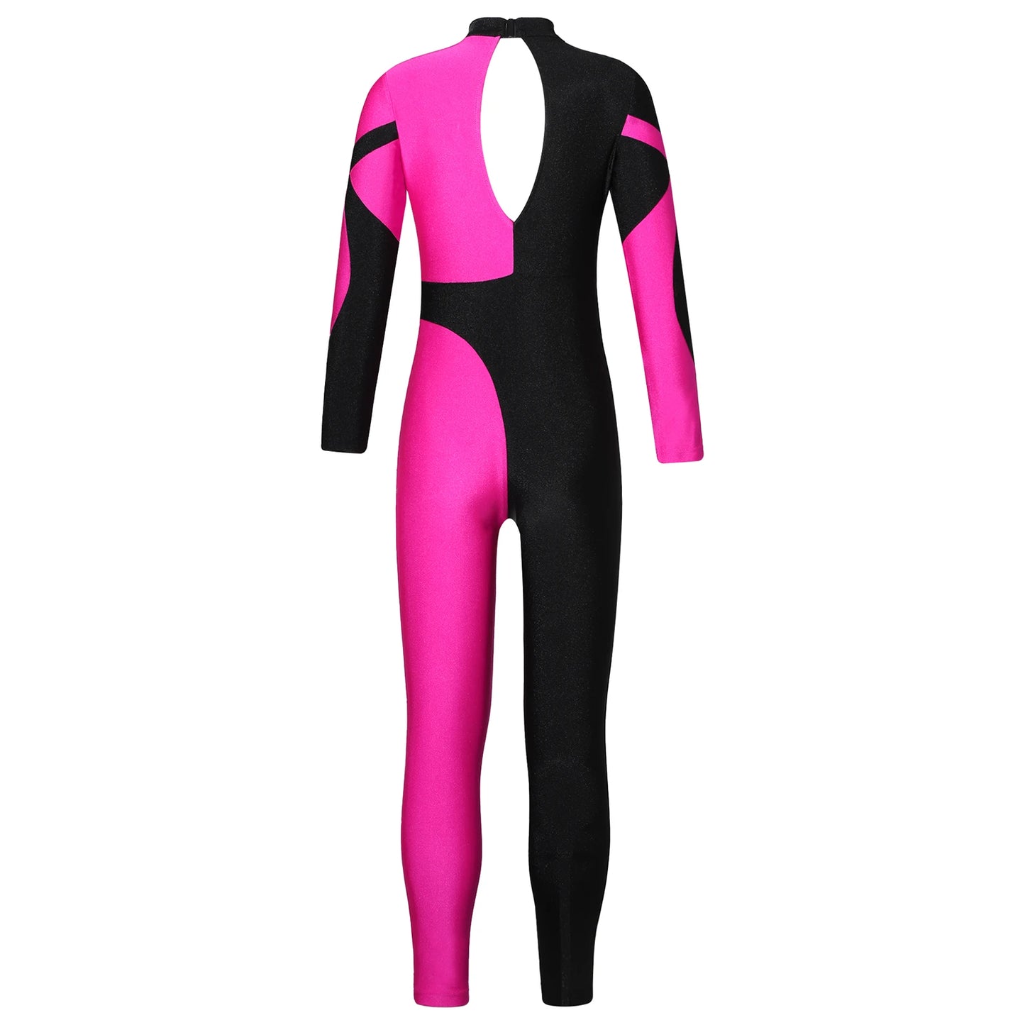 Kids Girls Ballet Dance Gymnastics Leotard Shiny Rhinestone Long Sleeve Full Body Unitard Workout Bodysuit Jumpsuits Dancewear