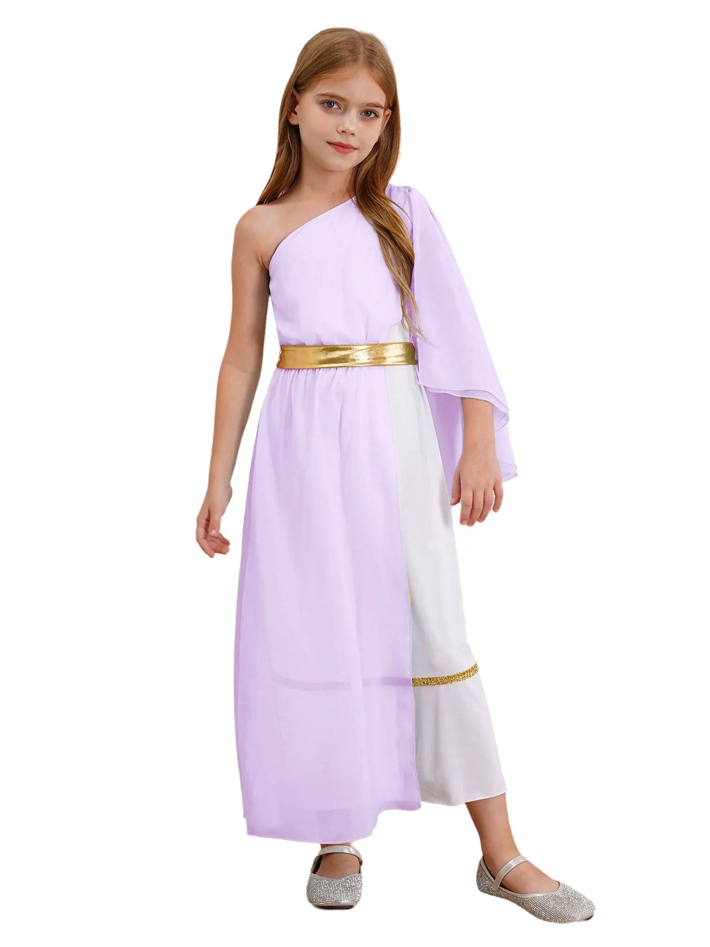 Kids Girls Greek Princess Costume Ancient Roman Empress Tulle Long Maxi Dresses Halloween Toga God Nobility Cosplay Dress Up