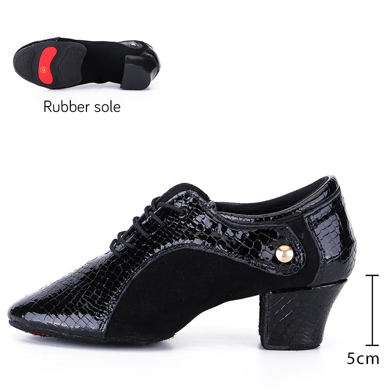 HROYL Standard Latin Dance Shoes for Women Dance Shoes Men  Boys  Closed Soft Ballroom Modern Tango Salsa Practice Professional