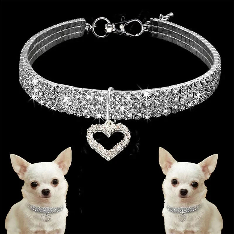 Bling Strass Haustier Halsbänder Glitzer Anhänger Hunde halsband verstellbare Kristall Katze Haustiere Halskette für kleine Welpen