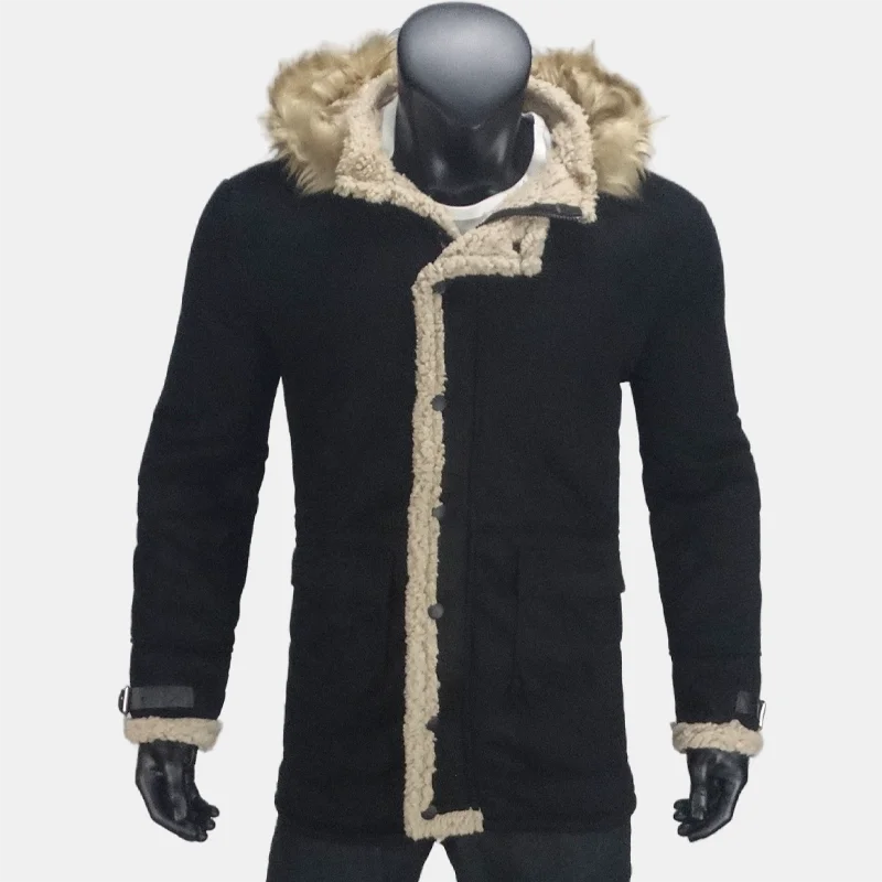 Winter herren Jacken Wildleder Warme Windjacke Mit Kapuze Fleece Jacke Männer Wolle Verdickt Pelz Kragen Oberbekleidung männer Kleidung S-5XL