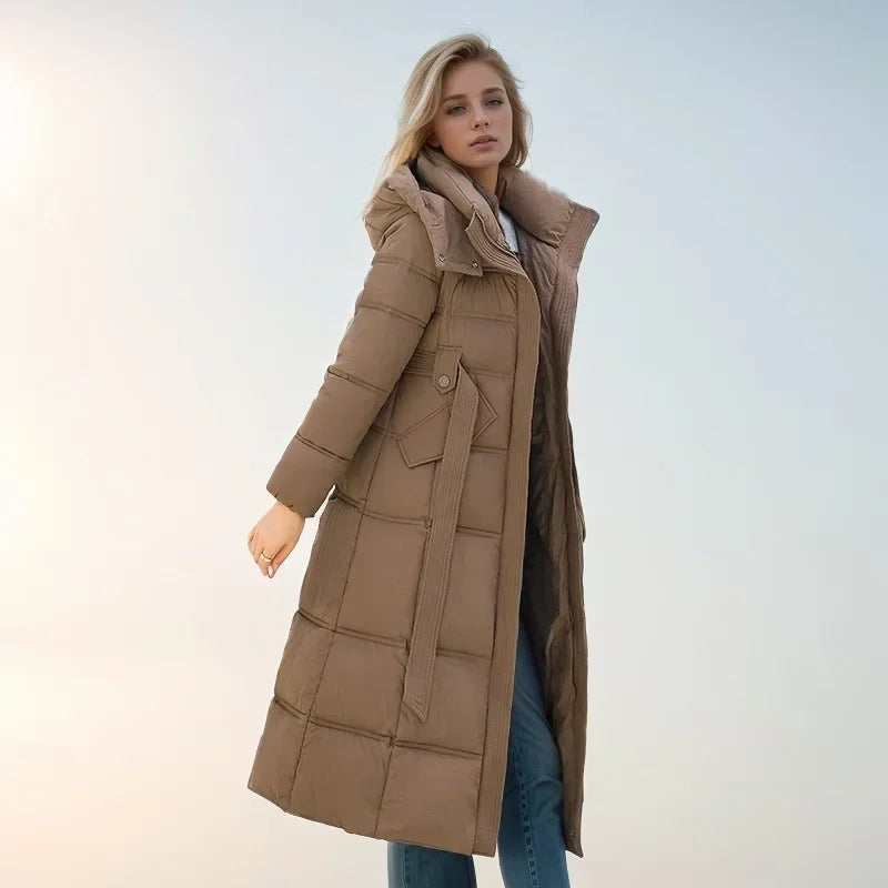 2024 neue Winter Frauen lange Parkas Taschen dicke warme Kapuze Daunen Baumwoll mantel weibliche lose Puffer Jacken wind dichten Schnee mantel