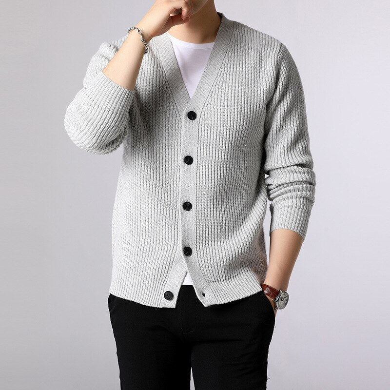 Autumn Winter Fashion Cardigan Men Solid Single Breasted Sweater Casual Warm Kintted Cardigan Mens Knitwear Sweater Jackets Coat