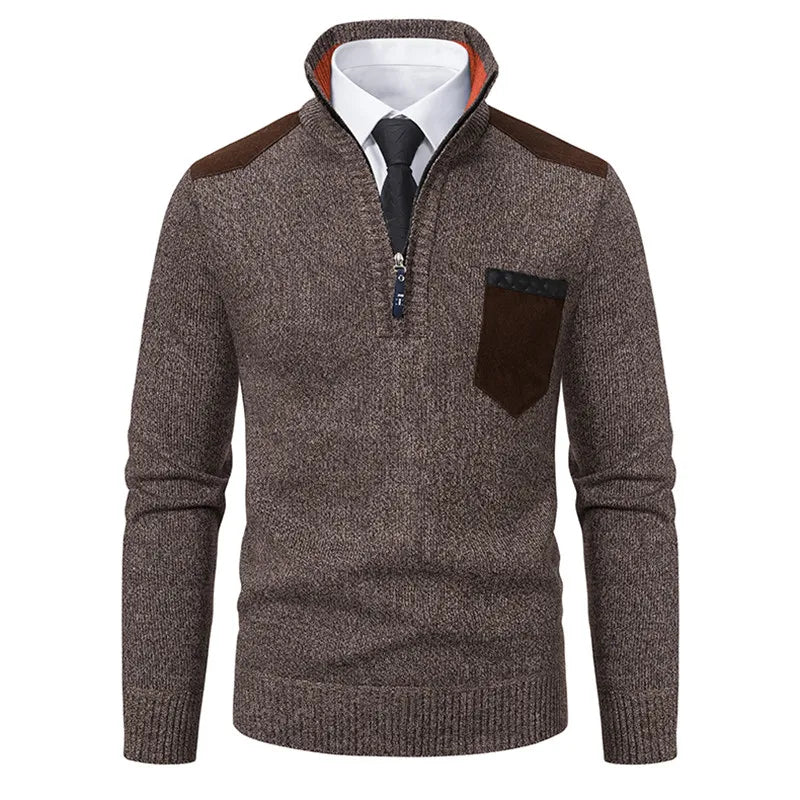 Herbst Winter Pullover Männer Pullover Mode Patchwork Halb Zipper Stehkragen Business Casual Herren Gestrickte Pullover Pullover