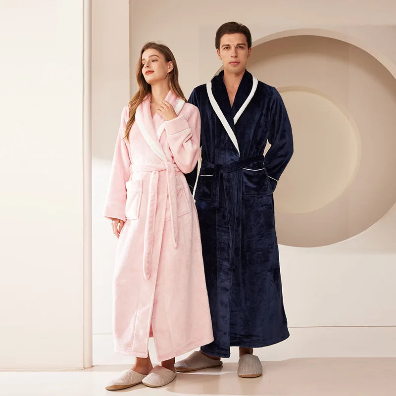 Herbst und Winter Bademantel Schärpen V-Ausschnitt Robe Flanell Pyjama halten warme Roben zu Hause Langarm Mode Nachthemd