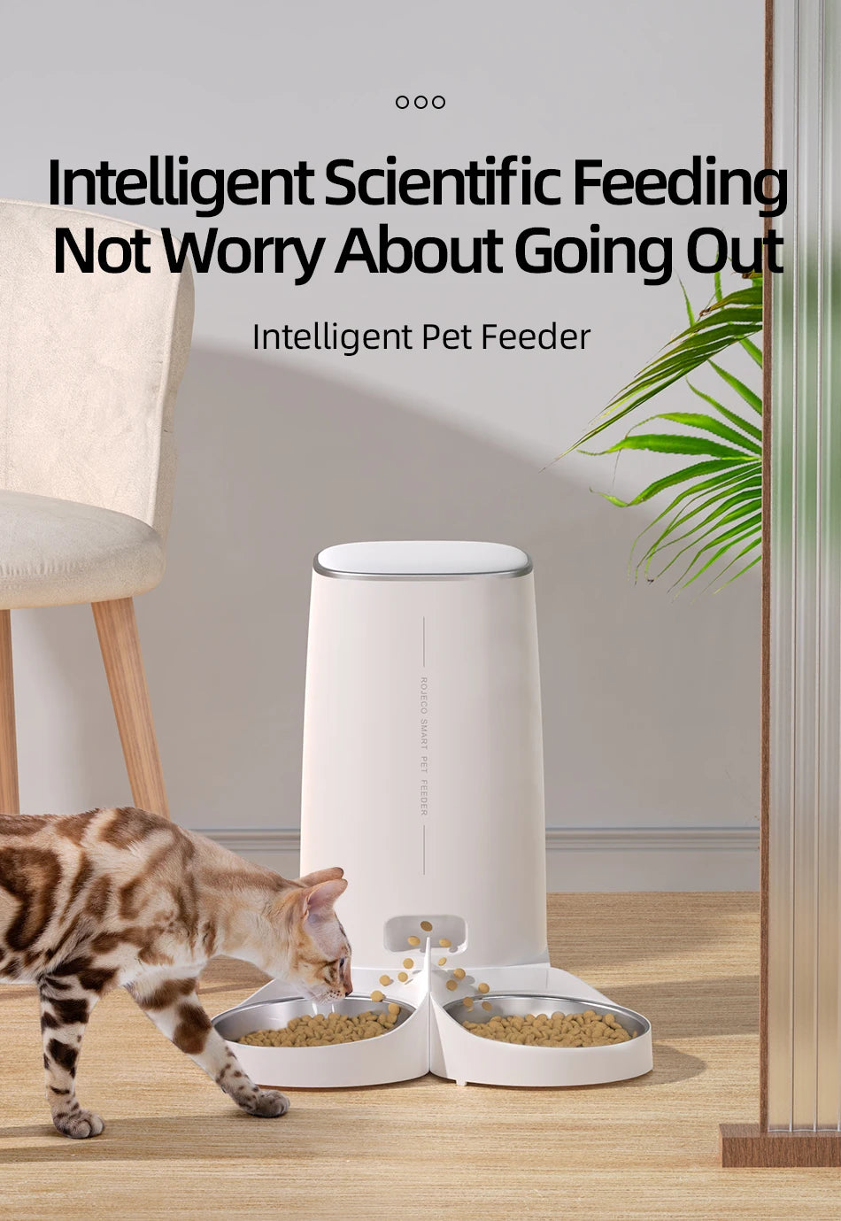 Rojeco automatische Hundefutter automat Smart Dog Food Spender Auto Food Container Fernbedienung WiFi-Taste für Haustier Katze Fütterung zubehör