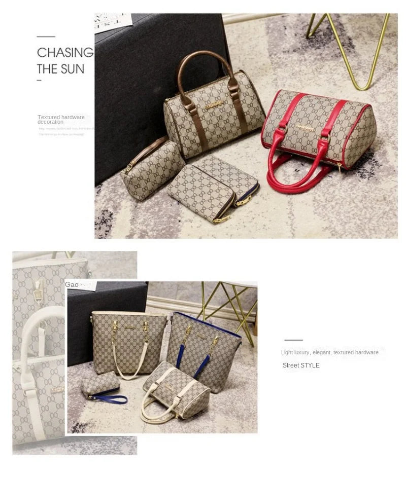 Luxury Handbags Women Bags Designer High Quality Leather Bags Pattern Women's Handbag Shoulder Bag and Crossbody Bag 6 Piece Set