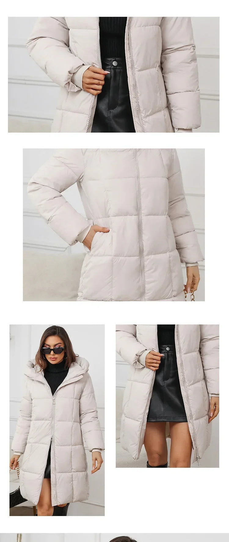 2024 neue Winter Frauen Lange Parkas Taschen Dicke Warme Mit Kapuze Unten Baumwolle Mantel Weibliche Lose Puffer Jacken Winddicht Schnee Mantel