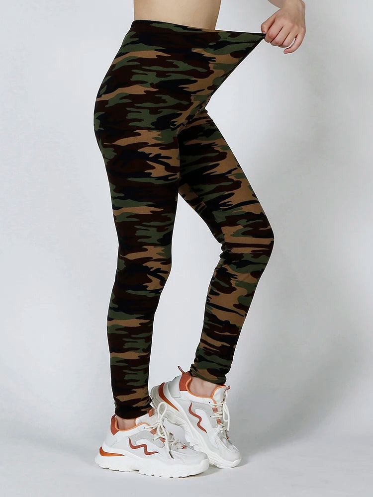 CUHAKCI Camouflage Printed Women Leggings Fitness Leggins Gym High Elastic Skinny Army Green Jegging Sport Pencil Pants New