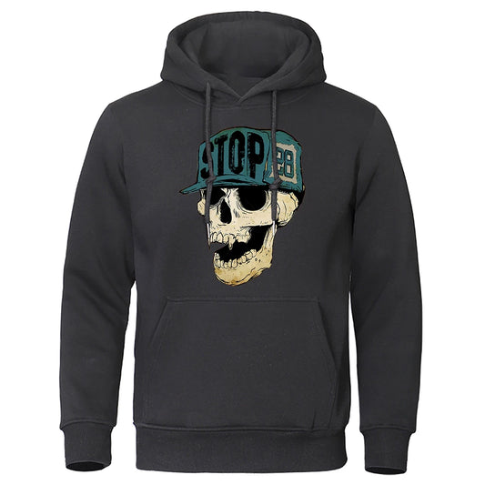 Stop 28 Skull In Hat Horrible Printed Hoody Mens Casual Street Hoodie Crewneck Fleece Clothing Oversized Fleece Pullover Male