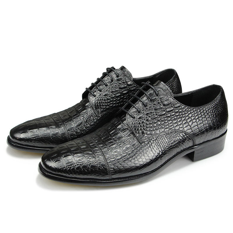 Luxury Crocodile Pattern Genuine Leather Shoes Handmade Men&#39;s Vintage Casual Leather Shoes Custom Pointed Toe Oxford Dress Shoe