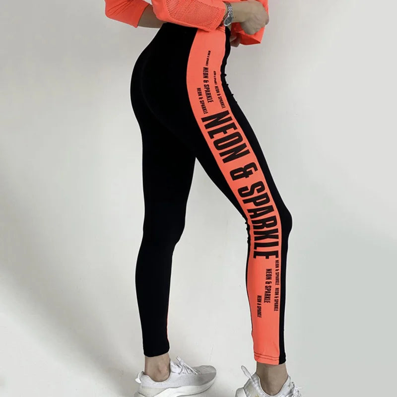 Oshoplive weibliche Mode Kontrast farbe irisierende Patchwork Mesh Hoodies & Leggings passt Sport lauf Sportswear neu