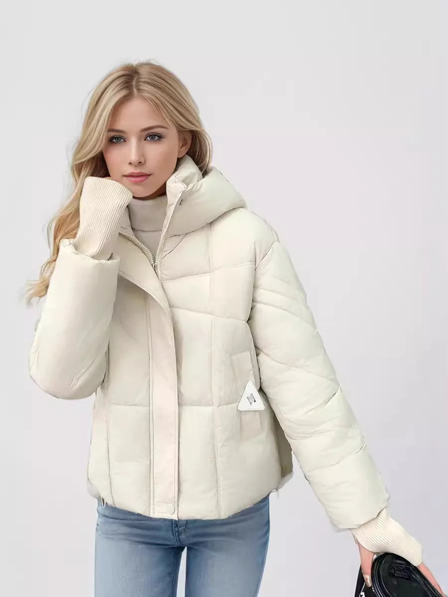 MIEGOFCE Frühling Herbst Kurze Frauen Jacke Große Tasche Stehkragen Mit Kapuze Mantel Warme Gestrickte Gewinde Hülse Parka MZ-24585