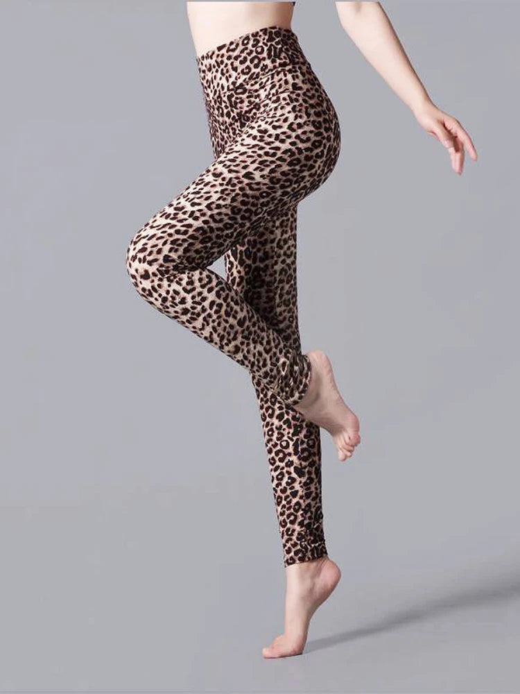 CUHAKCI High Waist Leggings Sportwear Workout Women Jeggings Elastic Pants Leopard Summer Printed Stripe Sexy Fitness Leggins
