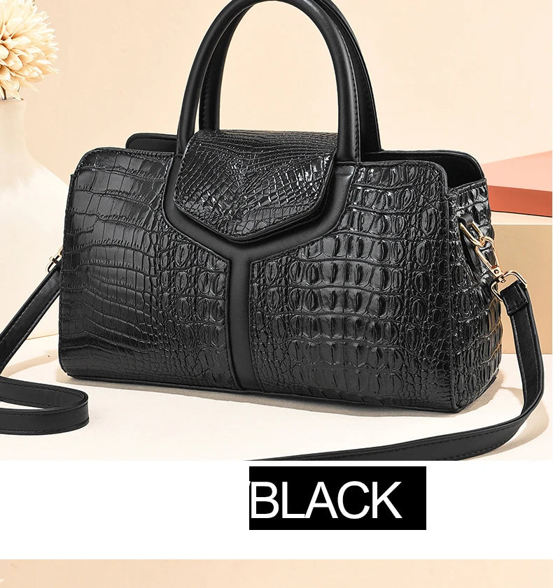 TRAVEASY Summer Casual Vintage Top-Handle Bags for Women Fashion Alligator Large Capacity Female Shoulder Bags Crossbody Bags