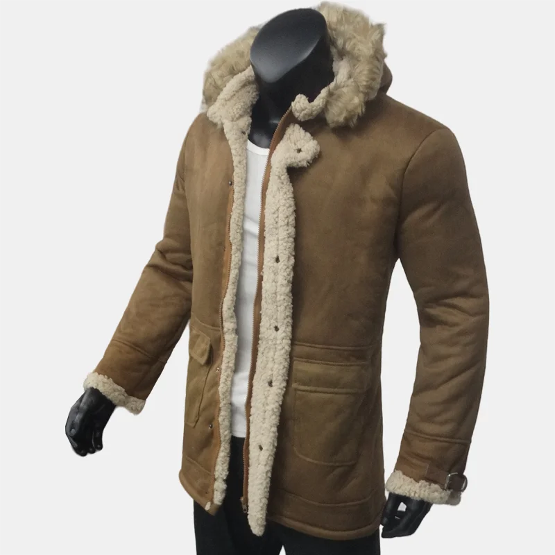 Winter herren Jacken Wildleder Warme Windjacke Mit Kapuze Fleece Jacke Männer Wolle Verdickt Pelz Kragen Oberbekleidung männer Kleidung S-5XL