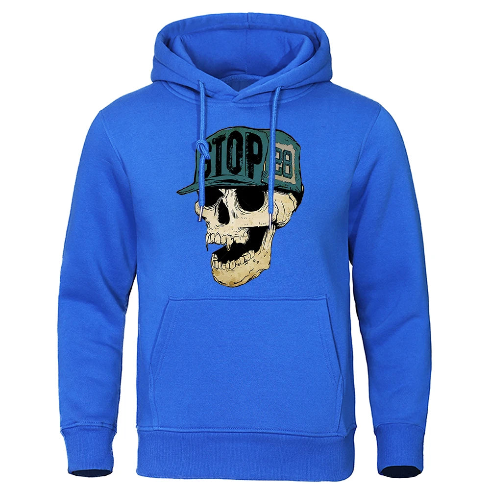 Stop 28 Skull In Hat Horrible Printed Hoody Mens Casual Street Hoodie Crewneck Fleece Clothing Oversized Fleece Pullover Male