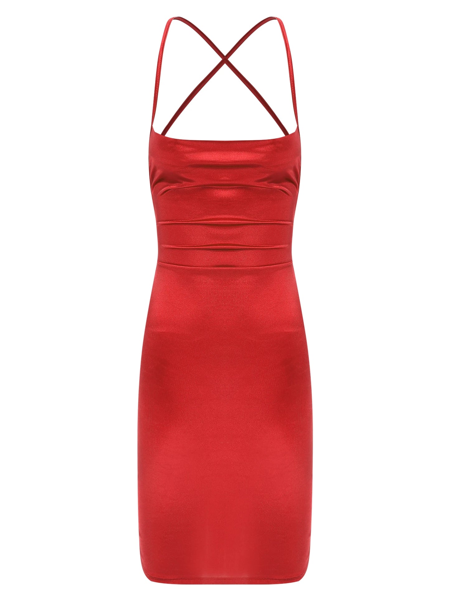 Frauen glänzend kreuz und quer zurück Bodycon Kleid seidig Cocktail Party Kleid Ballsaal Rave Party Club Dance wear sexy Babydoll Kleider