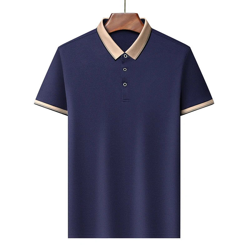 Summer Short Sleeved Lapel Polo Shirts Large Solid Color T Shirts Breathable Comfortable Collar Top