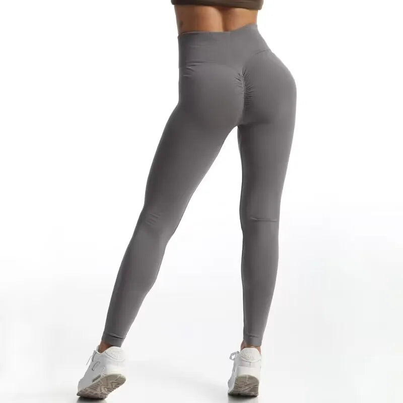 CUHAKCI Pure Colors Slim Fit Grey Jeggings Women's Workout Seamless Yoga Leggings High Elastic Casual Pencil Pants