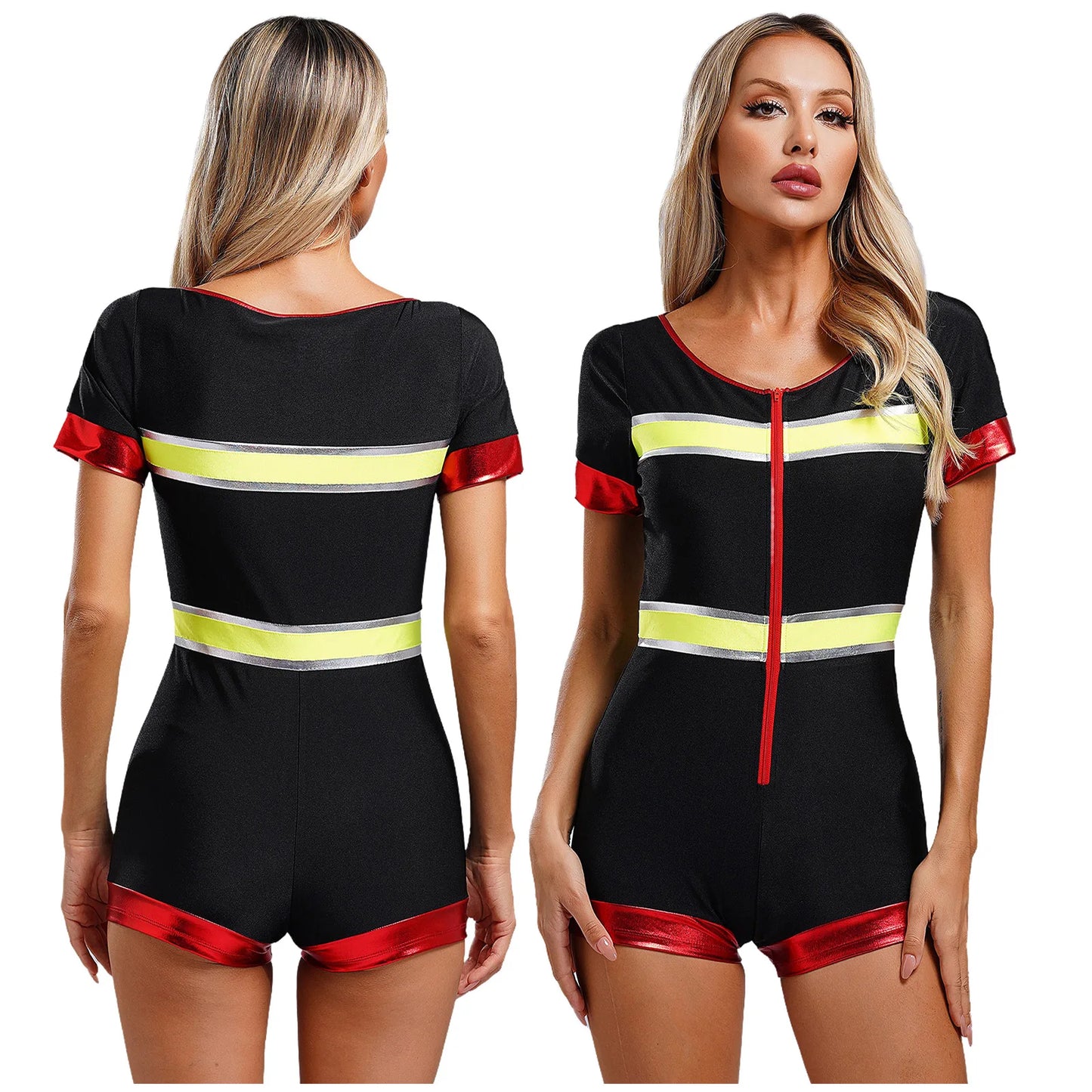 Damen Feuerwehr mann Kostüm Feuer Kapitän einteiligen Overall Bodysuit Stram pler für Halloween Cosplay Party Rollenspiel Kostüm verkleiden