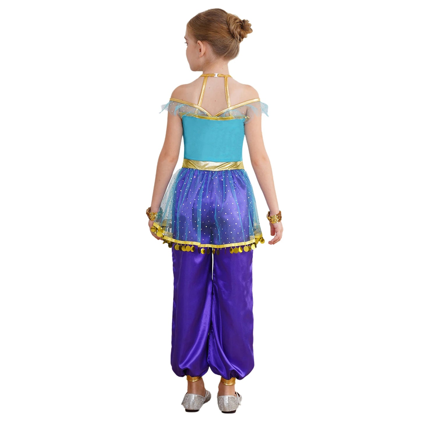 KIds Girls Arabian Princess Costume Indian Bollywood Belly Dance Jumpsuit Halloween Party Fairy Tale Pretend Play Fancy Dress