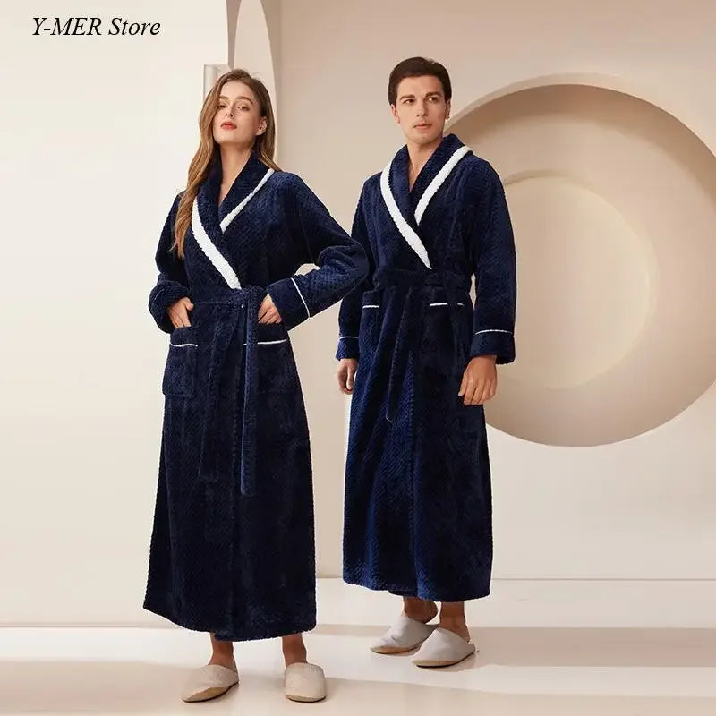 Verdicken Flanell Nachtwäsche Loungewear Paar Dusche Roben 2024 Herbst Winter Neue Bademantel Kimono Männer Lose Nachthemd Homewear