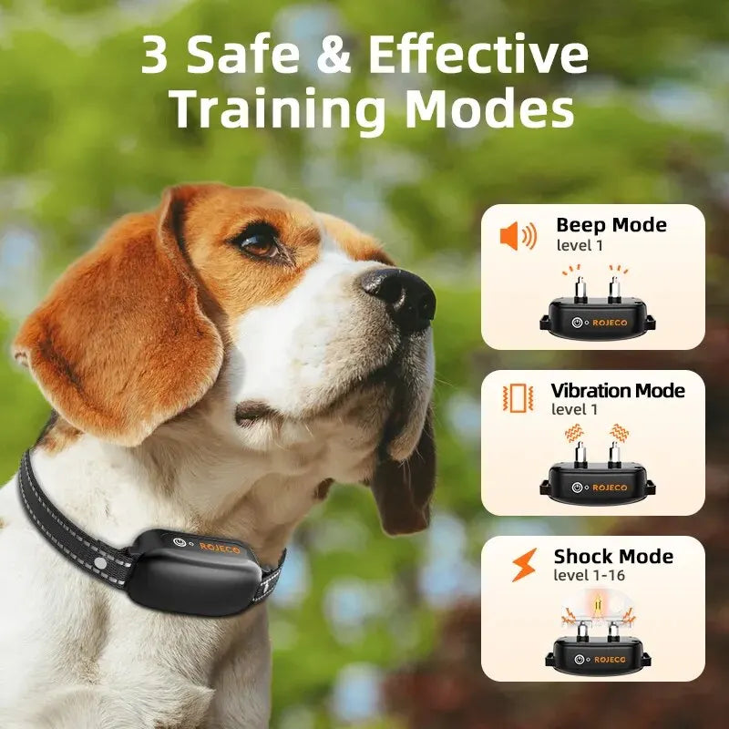 ROJECO Elektrisches Hundetrainingshalsband, digitale wiederaufladbare Fernbedienung, IPX7 wasserdichter Vibrator, Haustierhund, Rinde stoppen, Schockhalsband