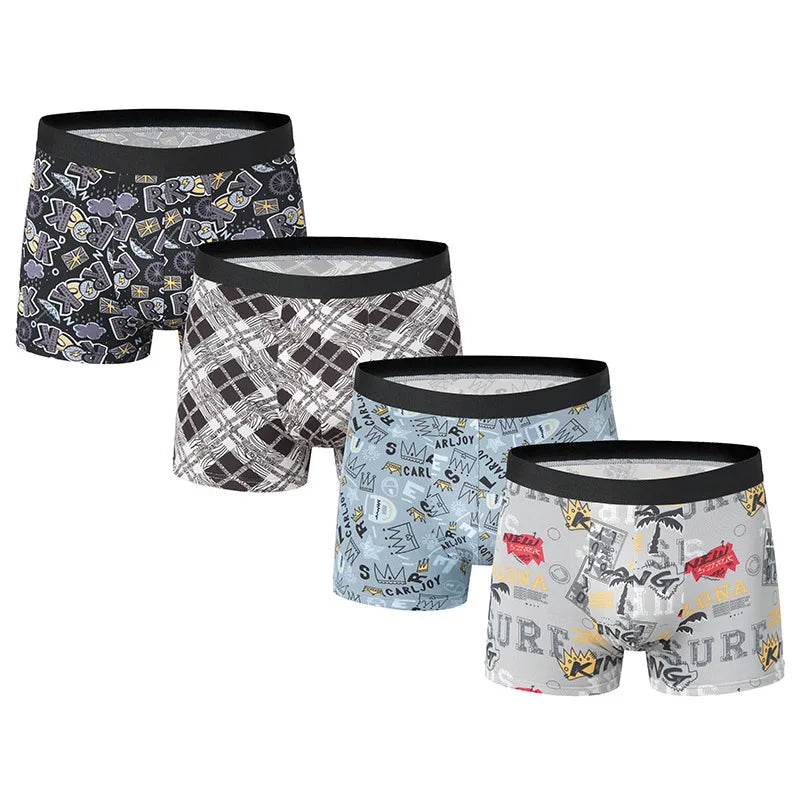 4 teile/los europäische und amerikanische Größe Hombre Männer Boxershorts männlich bedruckte bequeme Badehose übergroße Unterwäsche Shorts