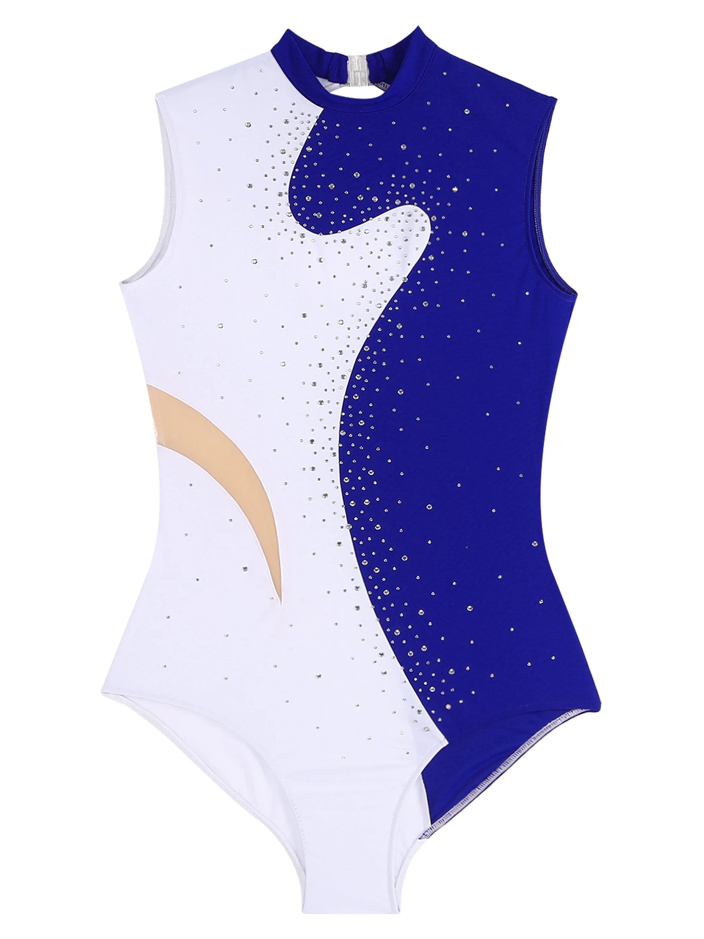 Damen-Trikot mit glitzernden Strasssteinen, ärmellos, für Ballett, Tanz, Gymnastik, Body, Eiskunstlauf, Wettbewerb, Kostüm, Tanzbekleidung