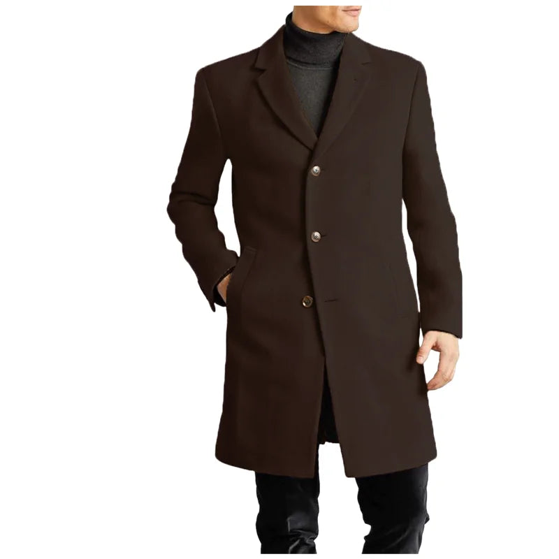 Herren mantel gefüttert Herbst Winter neue Jacken Mann lange Kleidung Jacke England britischen Stil Wolle Revers Oberbekleidung EU-Größe M-XXL