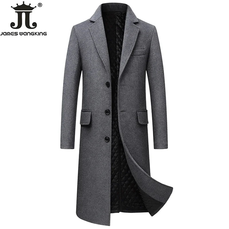 Herbst Winter Herren Woll jacken Boutique High-End Woll mischung Mantel Trench Men X-langen dicken Mantel über dem Knie Trenchcoat