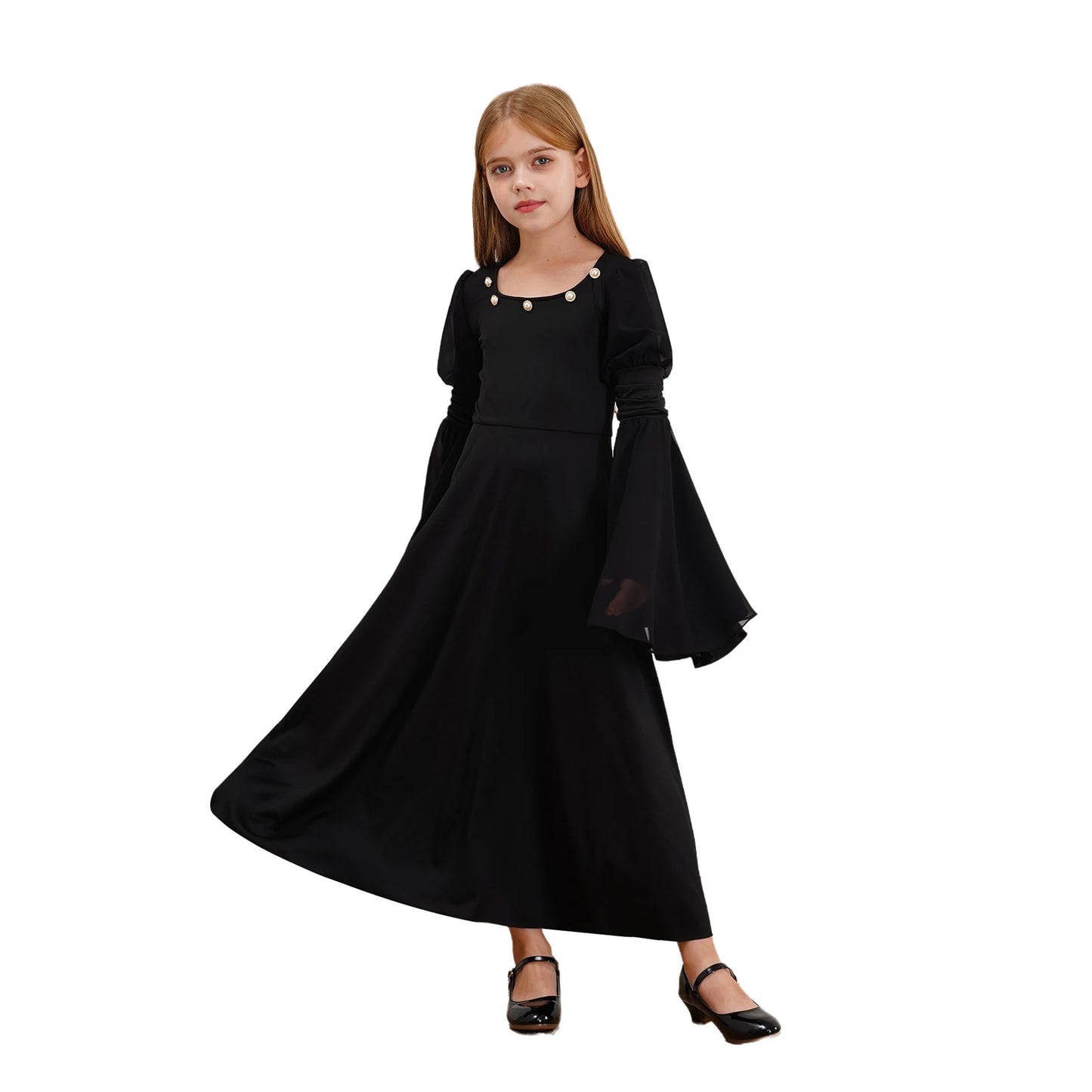 Kinder Mädchen mittelalter liche Renaissance Fee Kostüm Glocken ärmel Perlen viktoria nischen Kleid Retro-Kleid für Halloween Cosplay-Party