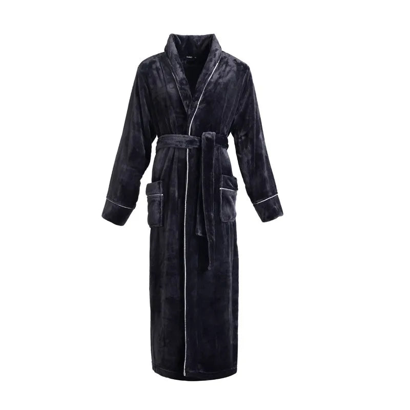 Herbst Winter plus Größe verdickt warmes Paar Flanell lange Robe Nachtwäsche neue Bademantel Kleid Korallen Fleece Home Wear