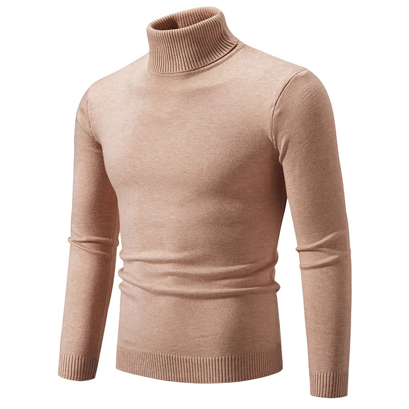 Herren gestrickte Roll kragen pullover Herbst Winter Slim Fit Strick pullover Männer lässig einfarbig Roll kragen pullover Strick pullover Mann