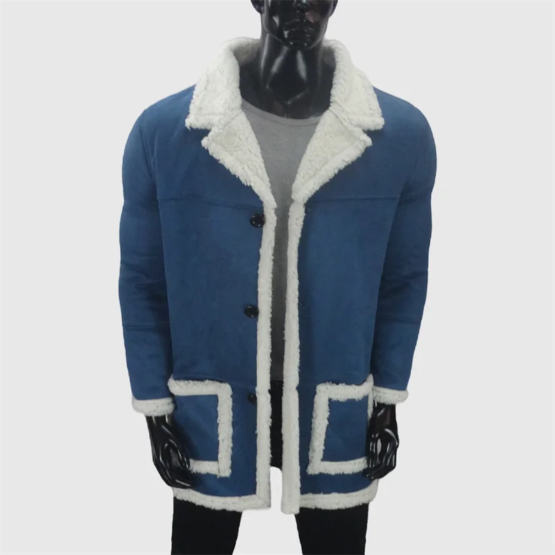 Verdickte männer Fleece Jacke Winter Warme Mantel Künstliche Wolle Casual Oberbekleidung Gedreht Pelz Kragen Große Größe Männliche Kleidung S-5XL