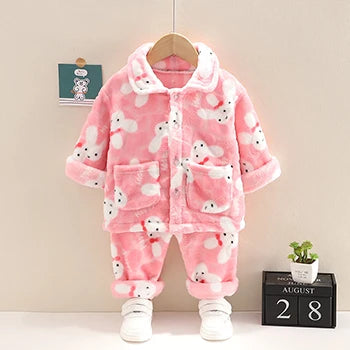 Herbst Winter Baby Jungen Kleidung Sets niedlichen Bären halten warm Mode Langarm Top und Hosen Mädchen Anzüge 1-4 Jahre Kinder kleidung