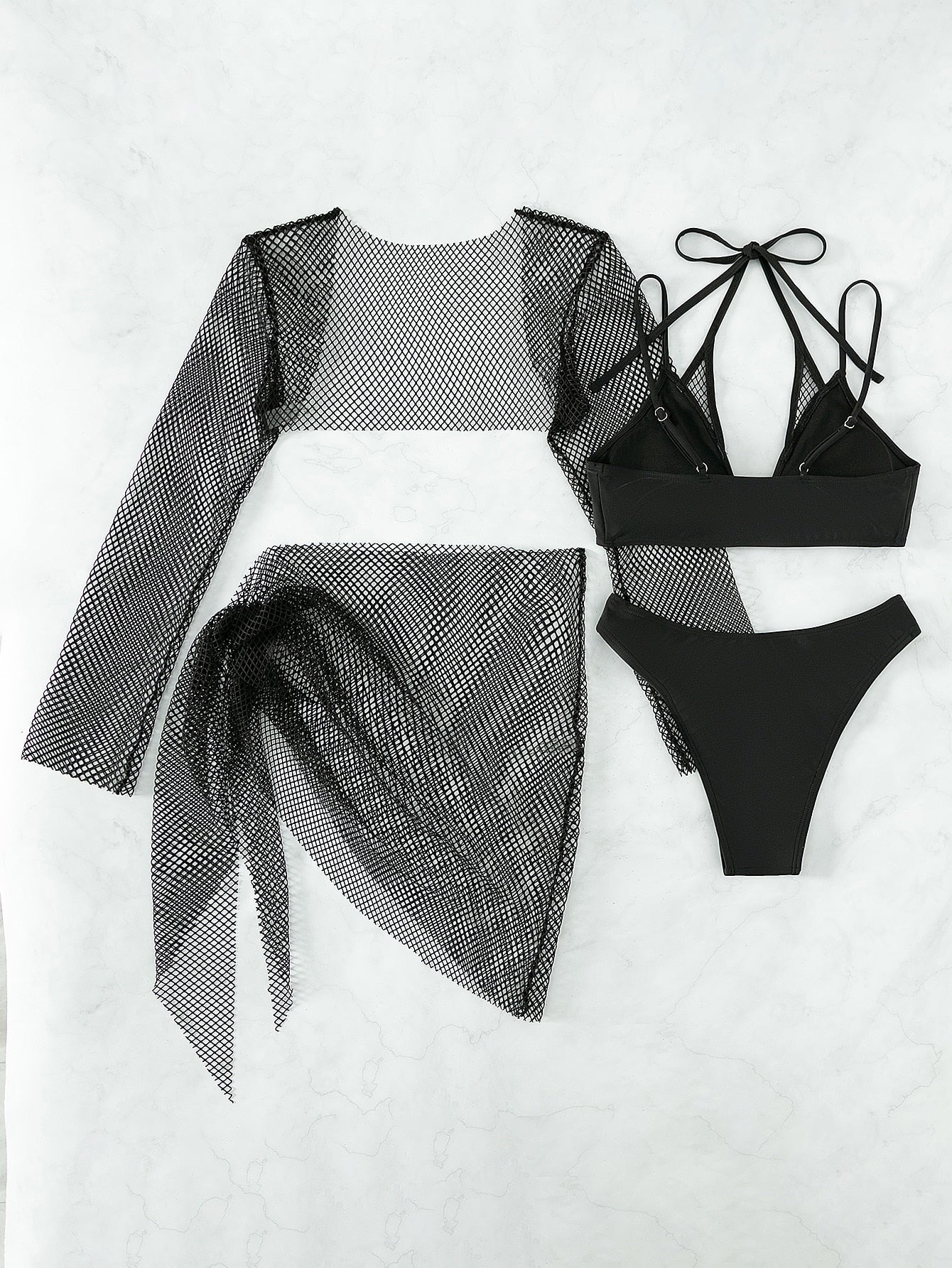 4 Pieces Halter Bikini Swimsuit &amp; Cover Up Top With Beach Skirt Sexy Swimwear Women 2023 Bathing Swimming Swim Suit Beachwear