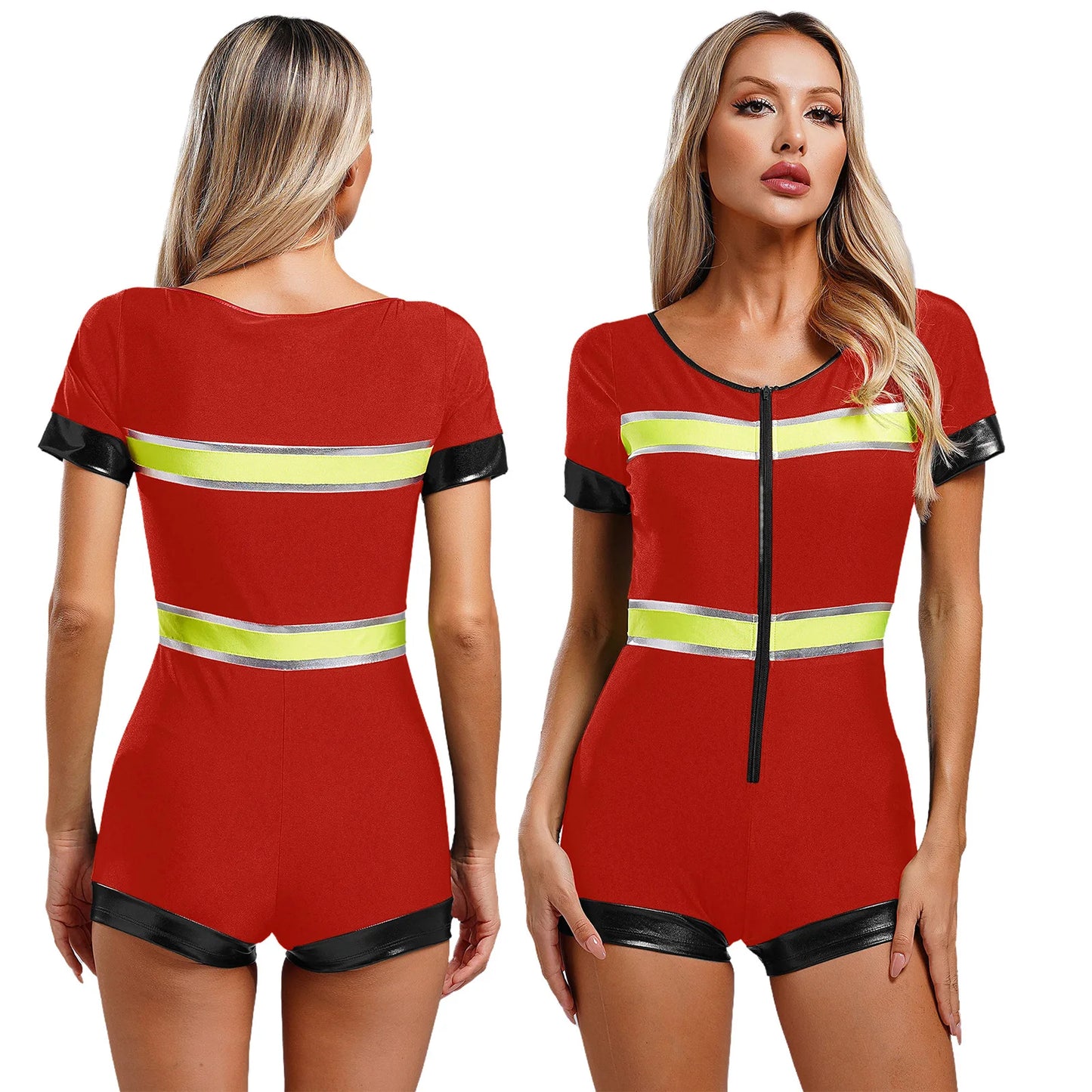 Damen Feuerwehr mann Kostüm Feuer Kapitän einteiligen Overall Bodysuit Stram pler für Halloween Cosplay Party Rollenspiel Kostüm verkleiden