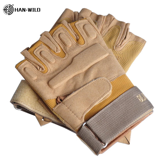 HAN WILD Men's Tactical Gloves Military Army Half Finger Gloves Bicycle Mittens Fitness Weights Motorcycle Driving Gym Gloves