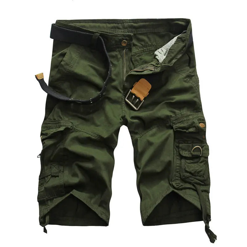 Summer Men's Casual Shorts Multi Pocket Cargo Shorts High Quality Slim Fat Steetwear Cotton Middle Pants Men Clothing AF19