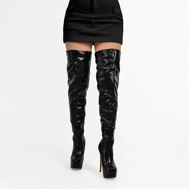 Only maker weibliche Plattform über dem Knie Stiefel dünne High Heel Lady Reiß verschluss Mode sexy schwarze Frauen Winters tiefel