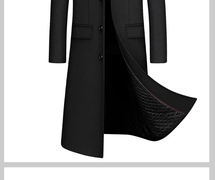 2024 Herbst und Winter Boutique Wolle schwarz grau klassisch einfarbig dicke warme Herren extra lange Wolle Trenchcoat Herren jacke