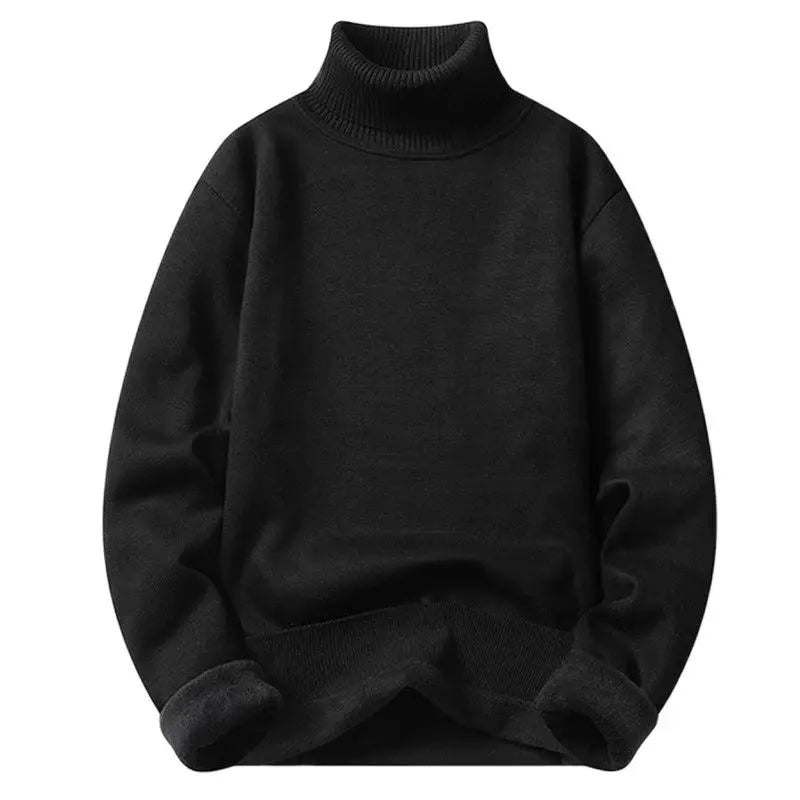 Herbst Winter Fleece Rollkragen Pullover Männer Mode Slim Fit Gestrickte Pullover Mens Einfarbig Warme Strick Pullover Pullover